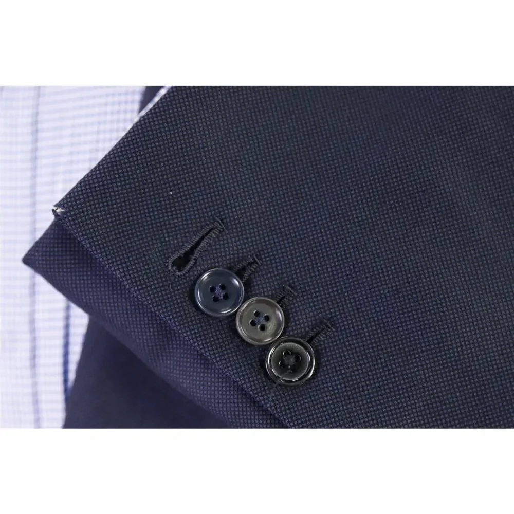 Loro Piana Bespoke Tailored Navy Blue Birdseye Woven Super 150's Wool Blazer 42R